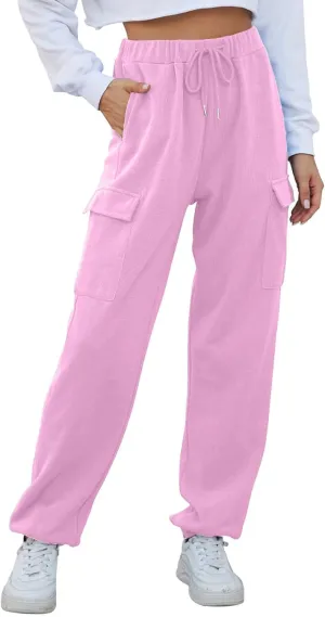 Fleece Lined Joggers Women Winter Pants 2025 Womens Warm Sweatpants Hiking Pants Sweat Cargo Pants High Waisted Drawstring