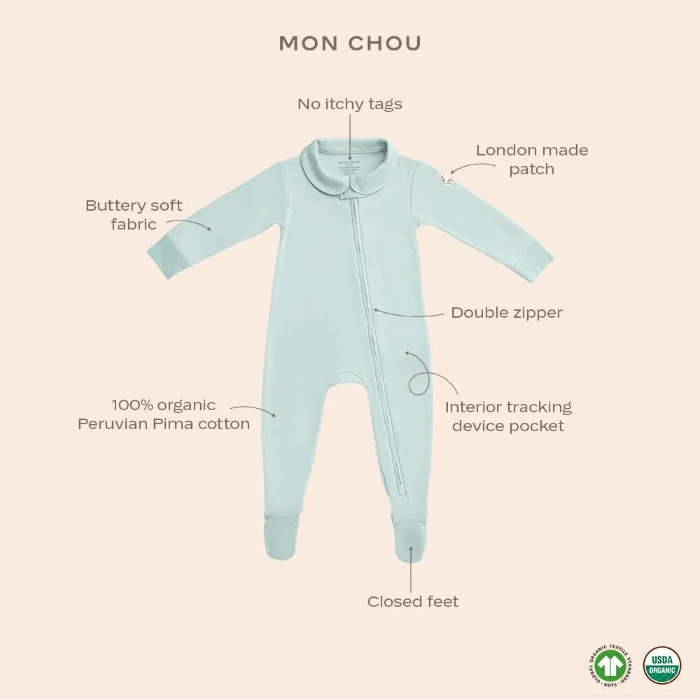 Footed Pajamas, 100% Organic Cotton Baby Clothes, Pocket for Security Tracker, Infant Toddler Boy Girl Sleeper