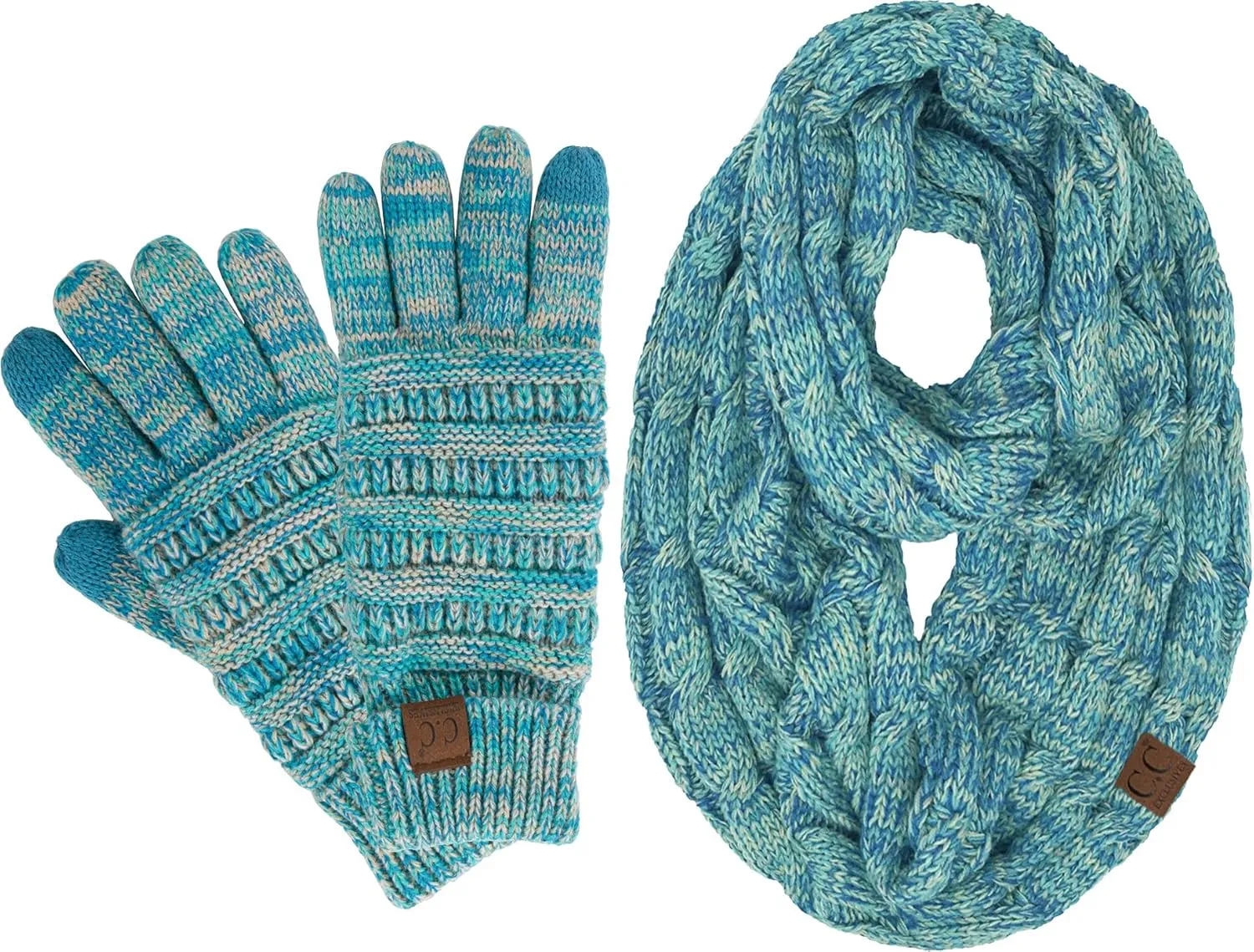 Funky Junque Exclusives Infinity Scarf with Matching Lined Touchscreen Gloves Bundle - Mother's Day Gift Set
