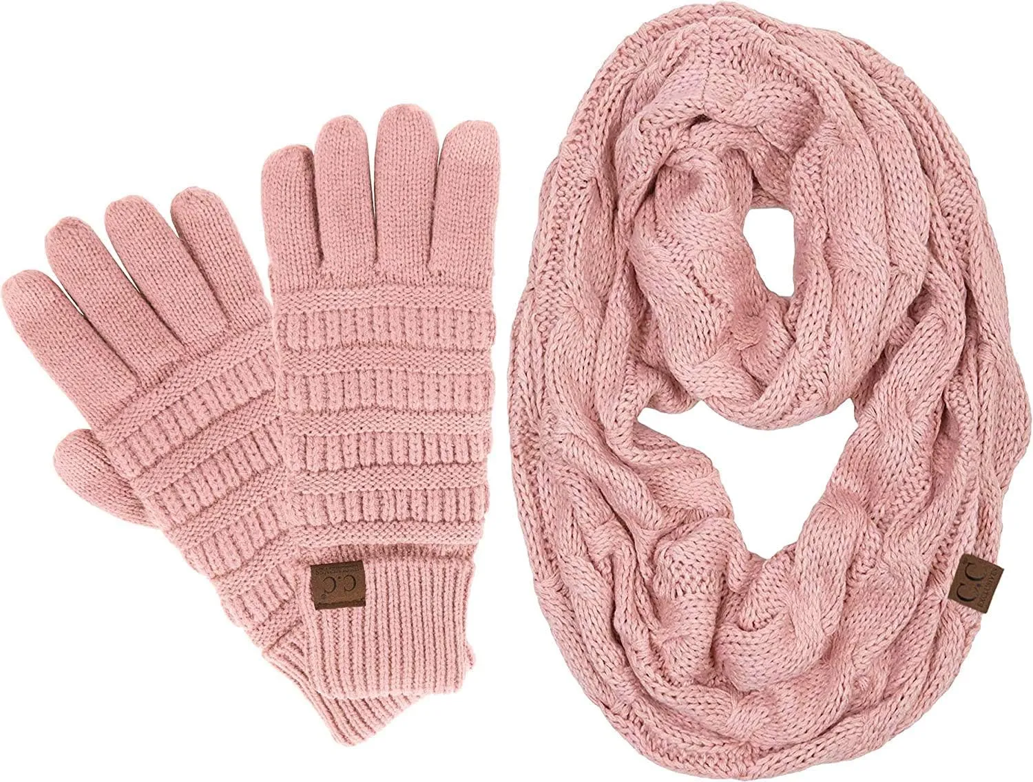 Funky Junque Exclusives Infinity Scarf with Matching Lined Touchscreen Gloves Bundle - Mother's Day Gift Set