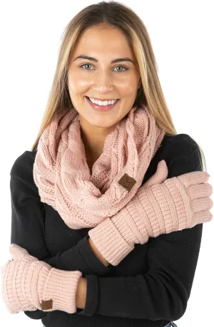 Funky Junque Exclusives Infinity Scarf with Matching Lined Touchscreen Gloves Bundle - Mother's Day Gift Set