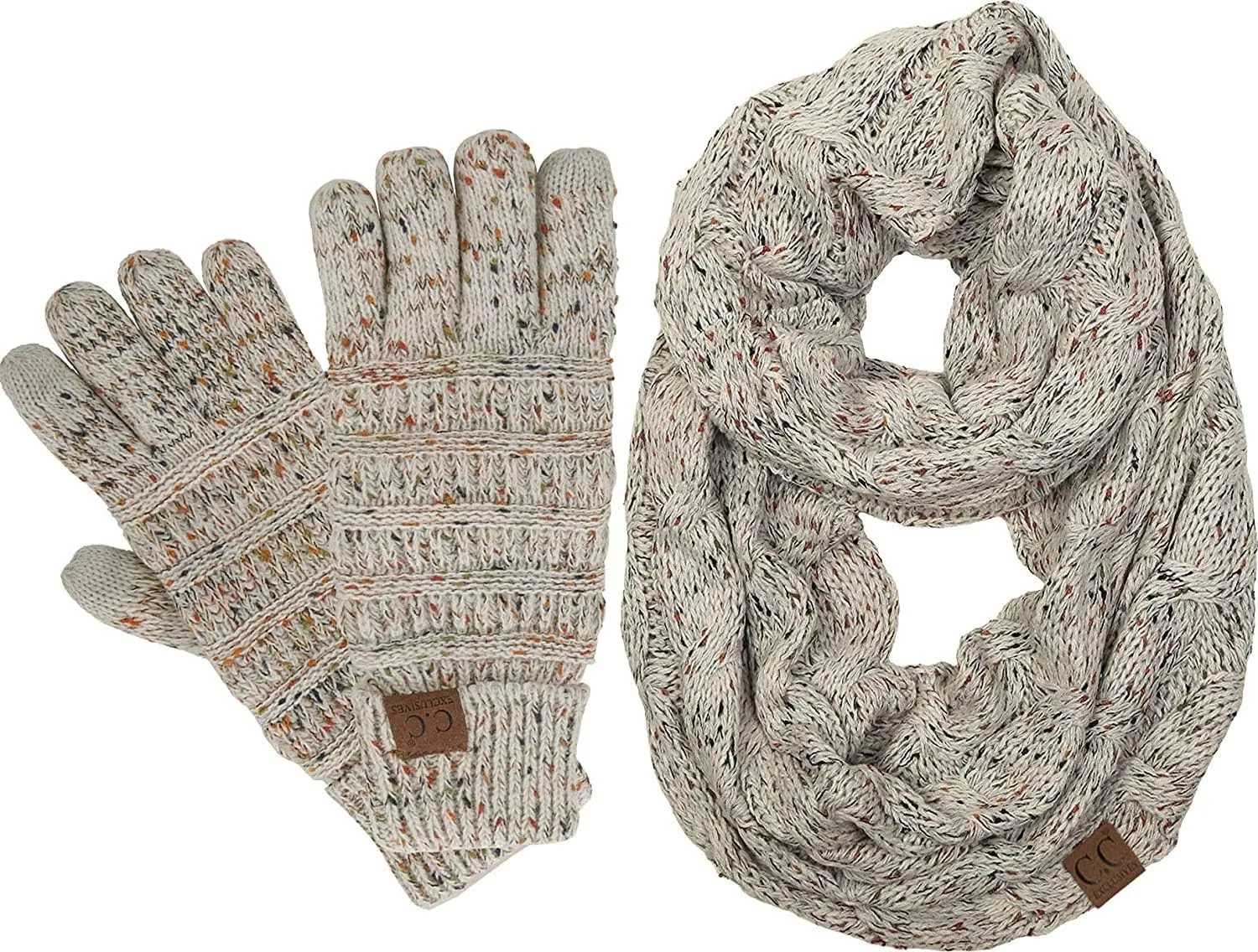 Funky Junque Exclusives Infinity Scarf with Matching Lined Touchscreen Gloves Bundle - Mother's Day Gift Set