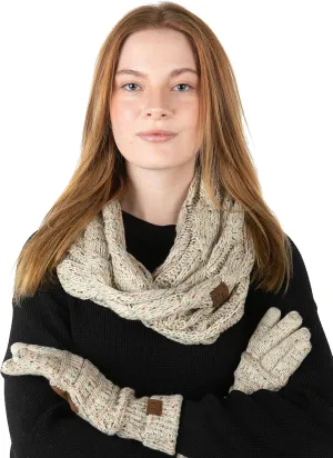 Funky Junque Exclusives Infinity Scarf with Matching Lined Touchscreen Gloves Bundle - Mother's Day Gift Set