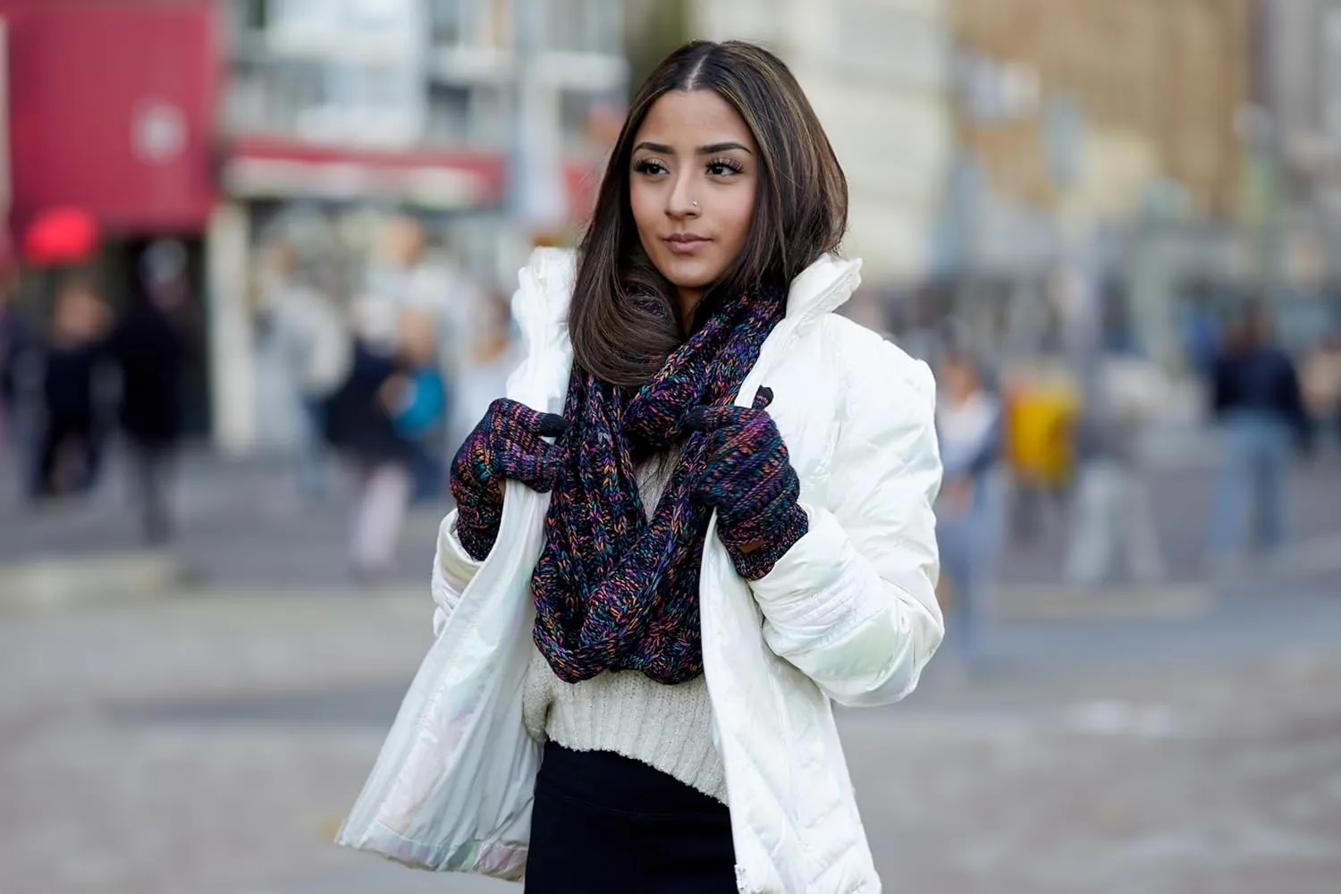 Funky Junque Exclusives Infinity Scarf with Matching Lined Touchscreen Gloves Bundle - Mother's Day Gift Set