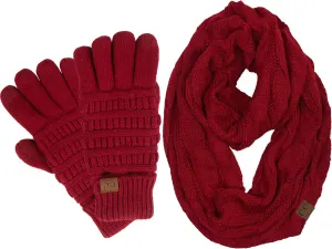 Funky Junque Exclusives Infinity Scarf with Matching Lined Touchscreen Gloves Bundle - Mother's Day Gift Set