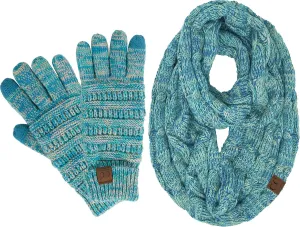 Funky Junque Exclusives Infinity Scarf with Matching Lined Touchscreen Gloves Bundle - Mother's Day Gift Set