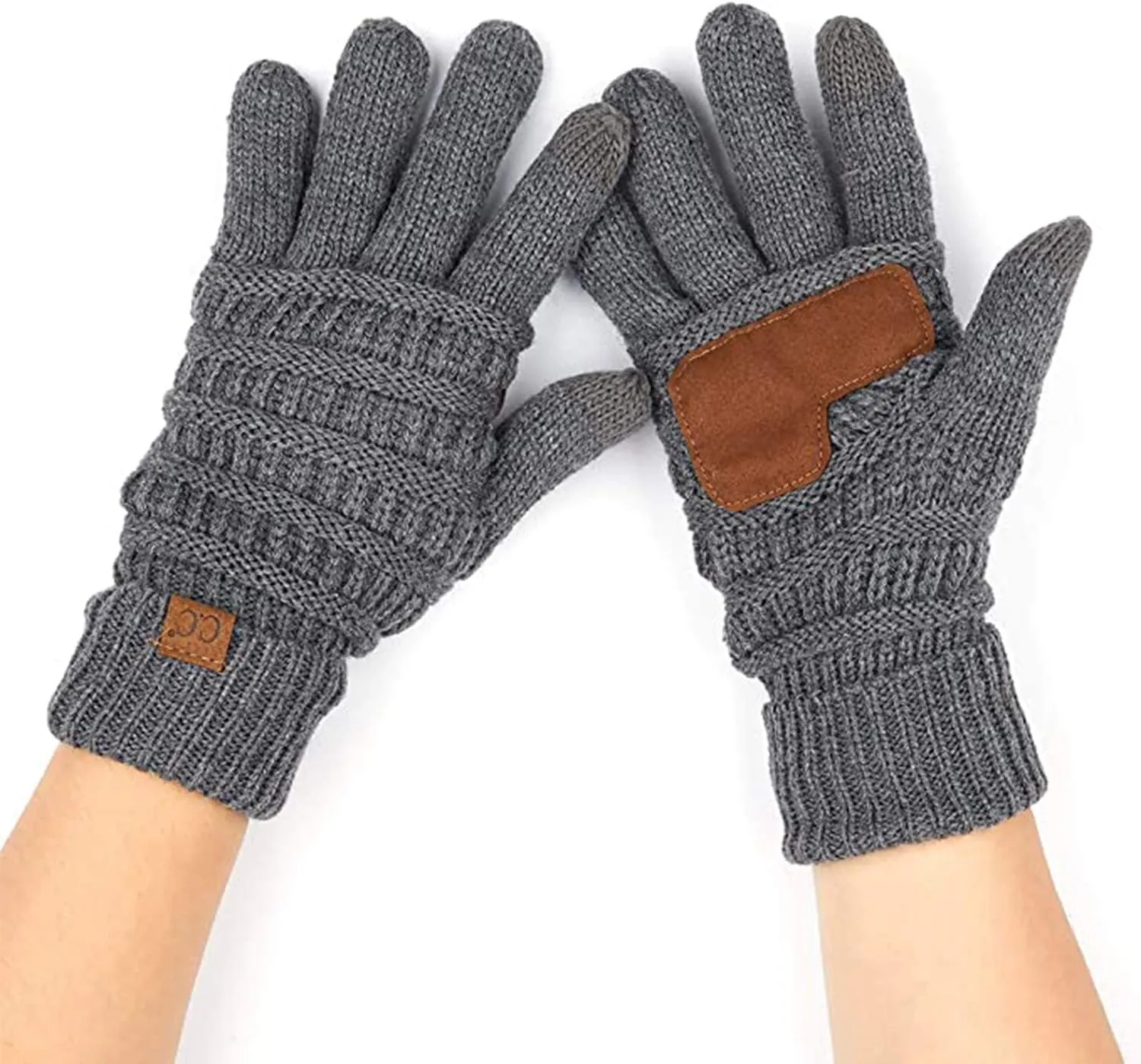 Funky Junque Matching Set 3 Pack Womens Cable Knit Double Pom Pom Beanie, Gloves, and Scarf Bundle