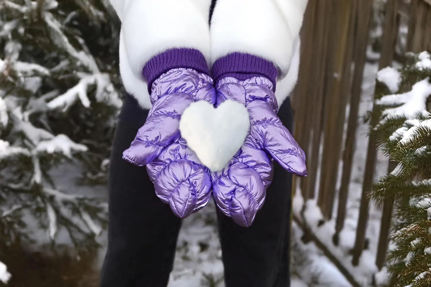 Funky Junque Women's Fleece Lined Puffer Mittens Gloves, Cold Weather Accessory for Ice Skating, Shiny Metallic Knit Cuff