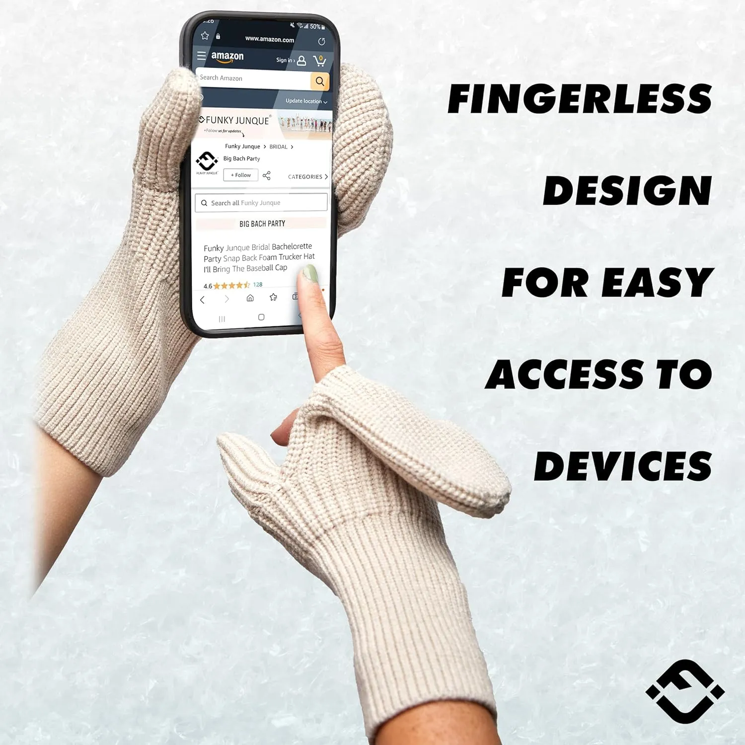 Funky Junque Women's Ribbed Knit Convertible Fingerless Gloves & Mittens with Finger Flaps