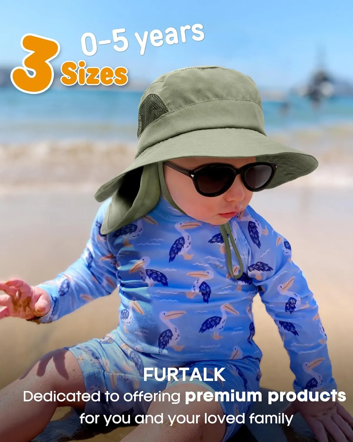 FURTALK Baby Toddler Sun Hat Bucket Hat with Neck Flap Wide Brim Hats Beach Vacation Essentials