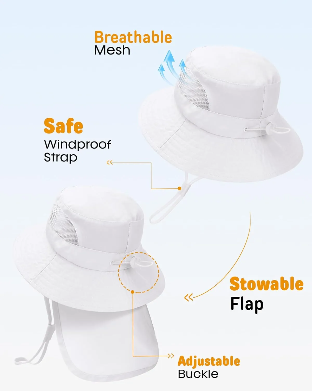 FURTALK Baby Toddler Sun Hat Bucket Hat with Neck Flap Wide Brim Hats Beach Vacation Essentials