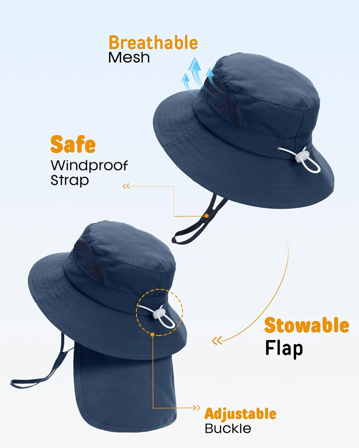 FURTALK Baby Toddler Sun Hat Bucket Hat with Neck Flap Wide Brim Hats Beach Vacation Essentials