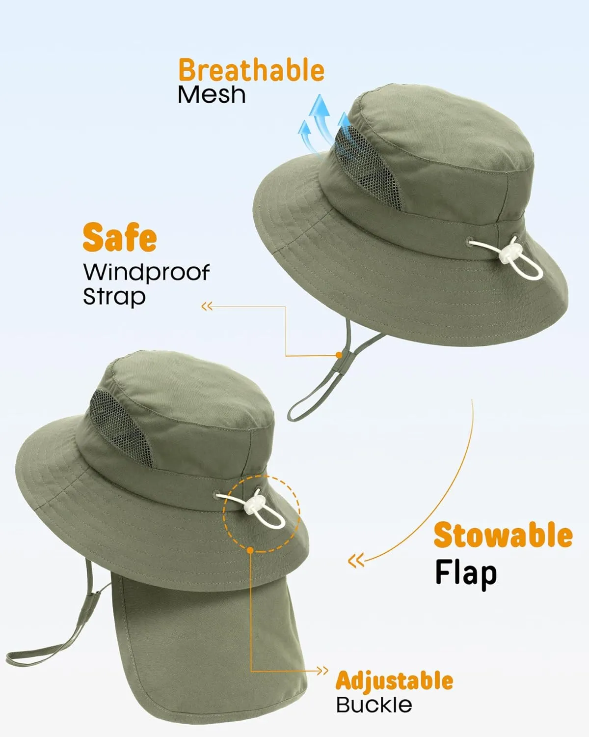 FURTALK Baby Toddler Sun Hat Bucket Hat with Neck Flap Wide Brim Hats Beach Vacation Essentials