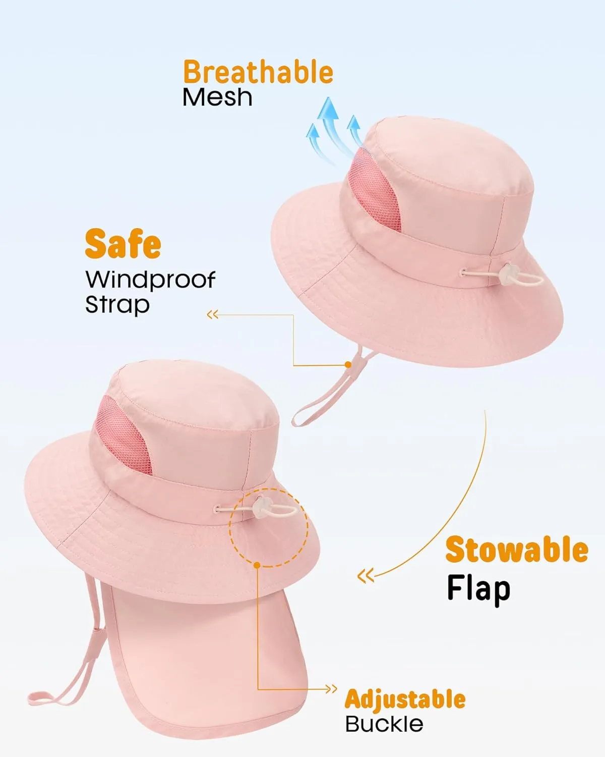 FURTALK Baby Toddler Sun Hat Bucket Hat with Neck Flap Wide Brim Hats Beach Vacation Essentials