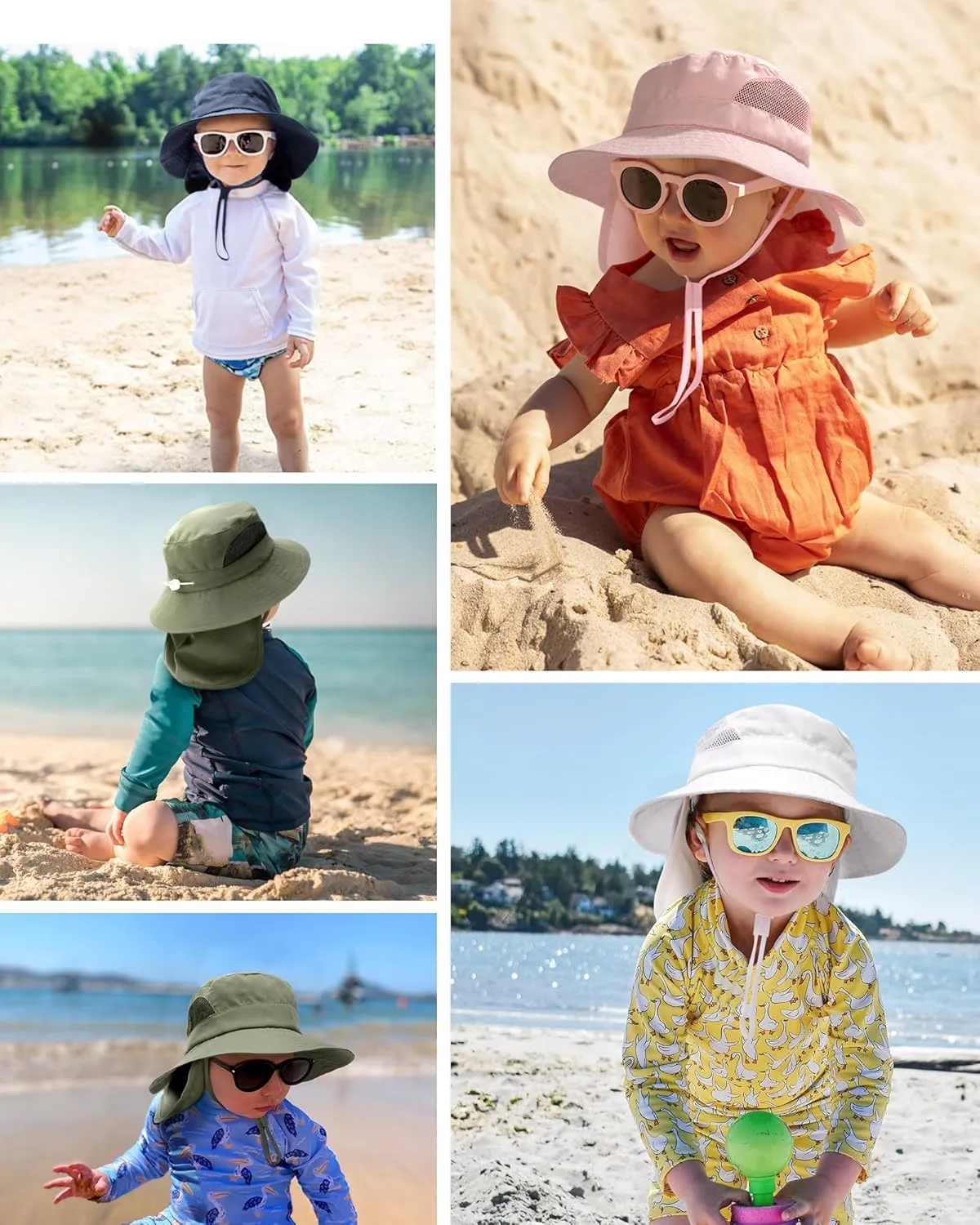 FURTALK Baby Toddler Sun Hat Bucket Hat with Neck Flap Wide Brim Hats Beach Vacation Essentials