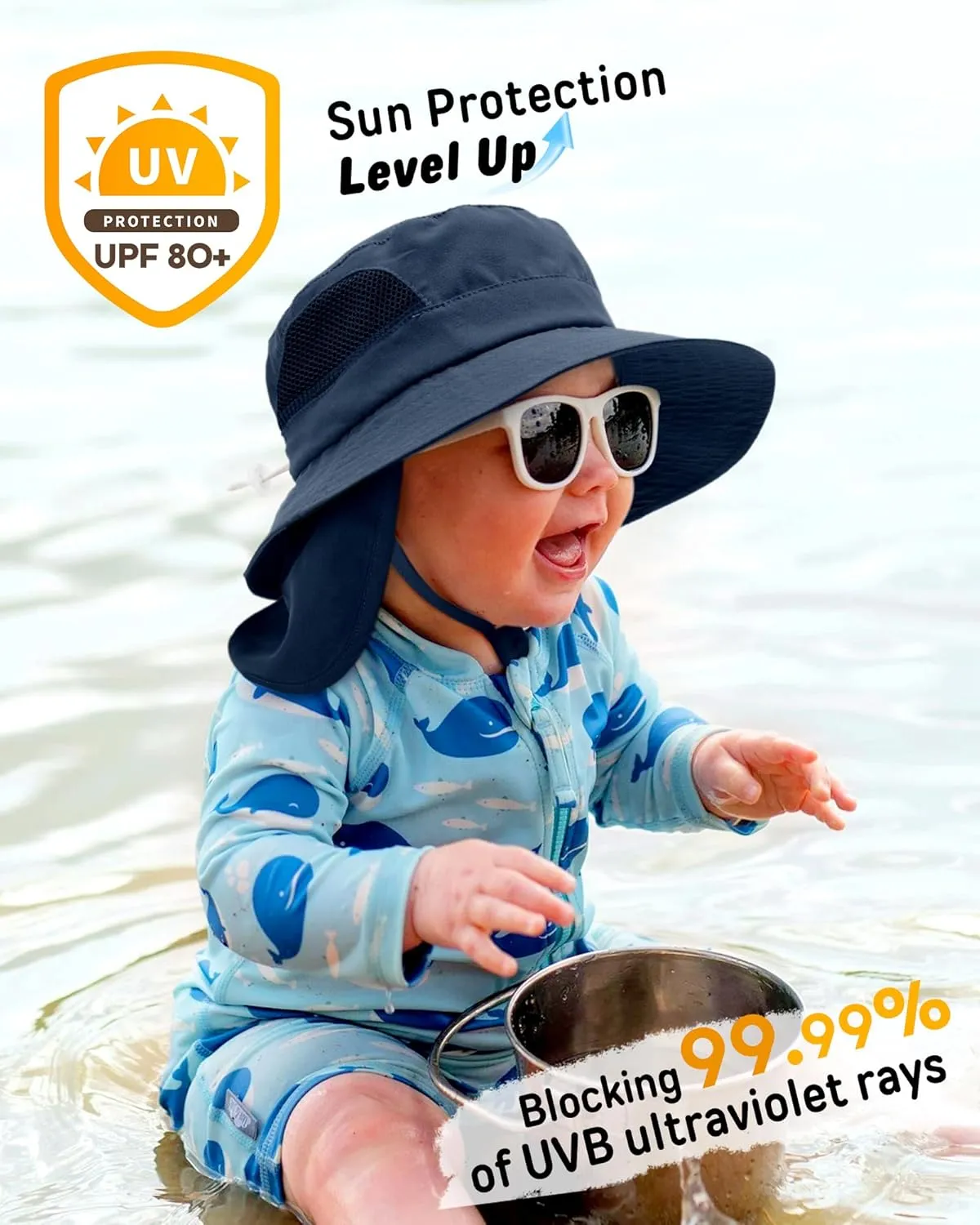 FURTALK Baby Toddler Sun Hat Bucket Hat with Neck Flap Wide Brim Hats Beach Vacation Essentials