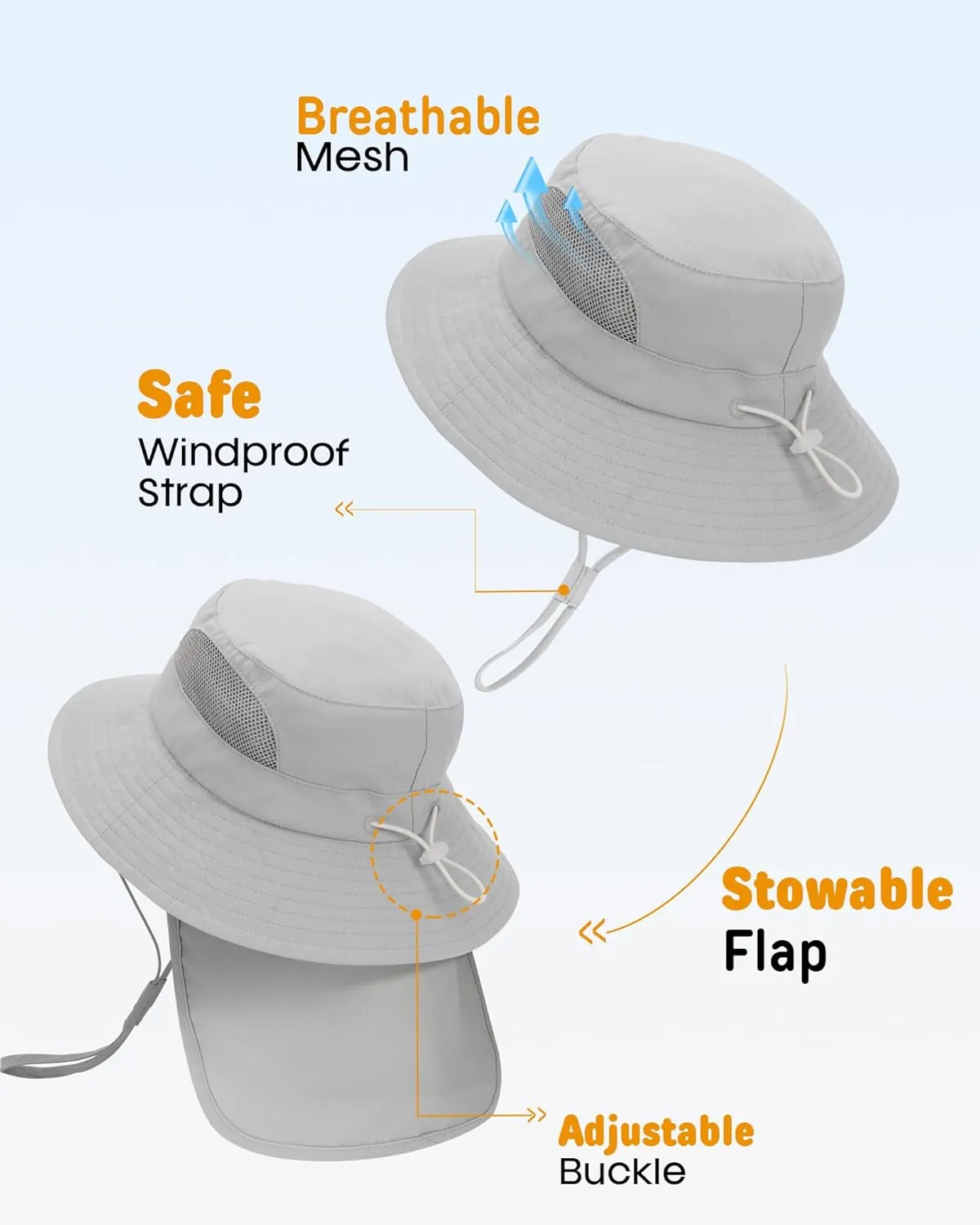 FURTALK Baby Toddler Sun Hat Bucket Hat with Neck Flap Wide Brim Hats Beach Vacation Essentials