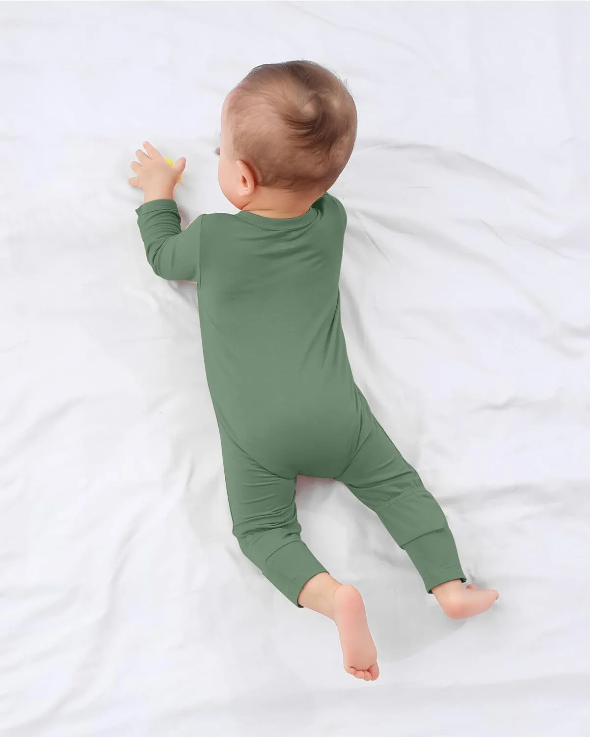 GUISBY Baby Pajamas with Mitten Cuffs - 3Pcs Girls Boys 2 Way Zipper Long Sleeve Rayon Sleepers