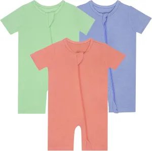 GUISBY Rayon made from bamboo Baby Pajamas Short Sleeve Footless Rompers 2 Way Zipper Sleeper for Baby