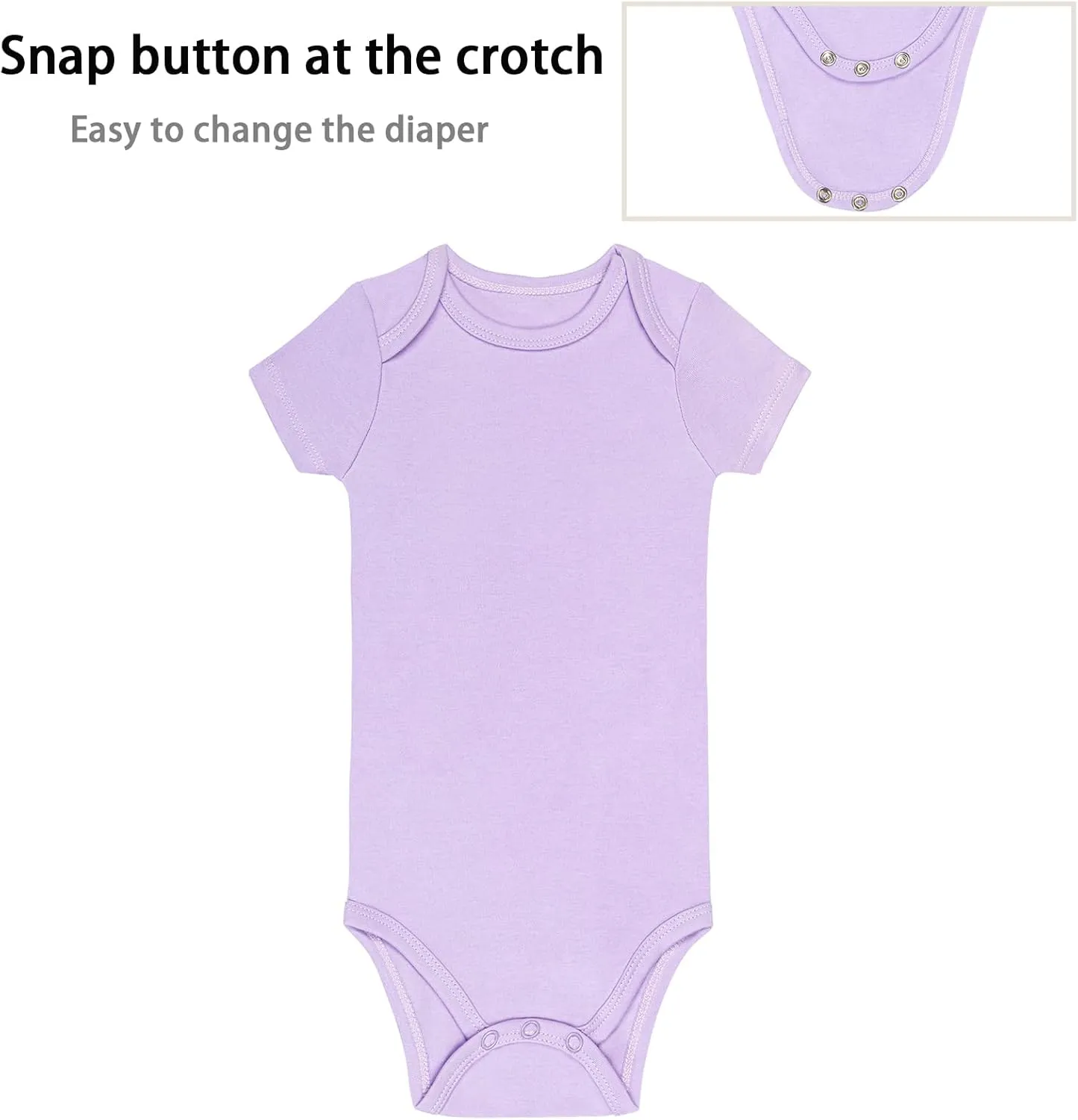 GUISBY Short Sleeve Baby Bodysuit Cotton Pajamas for Infant Boys Girls 3-Packs