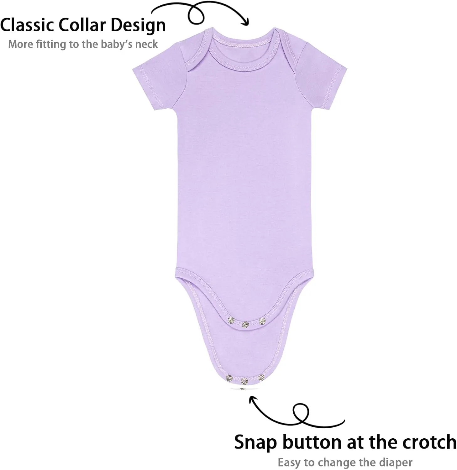 GUISBY Short Sleeve Baby Bodysuit Cotton Pajamas for Infant Boys Girls 3-Packs