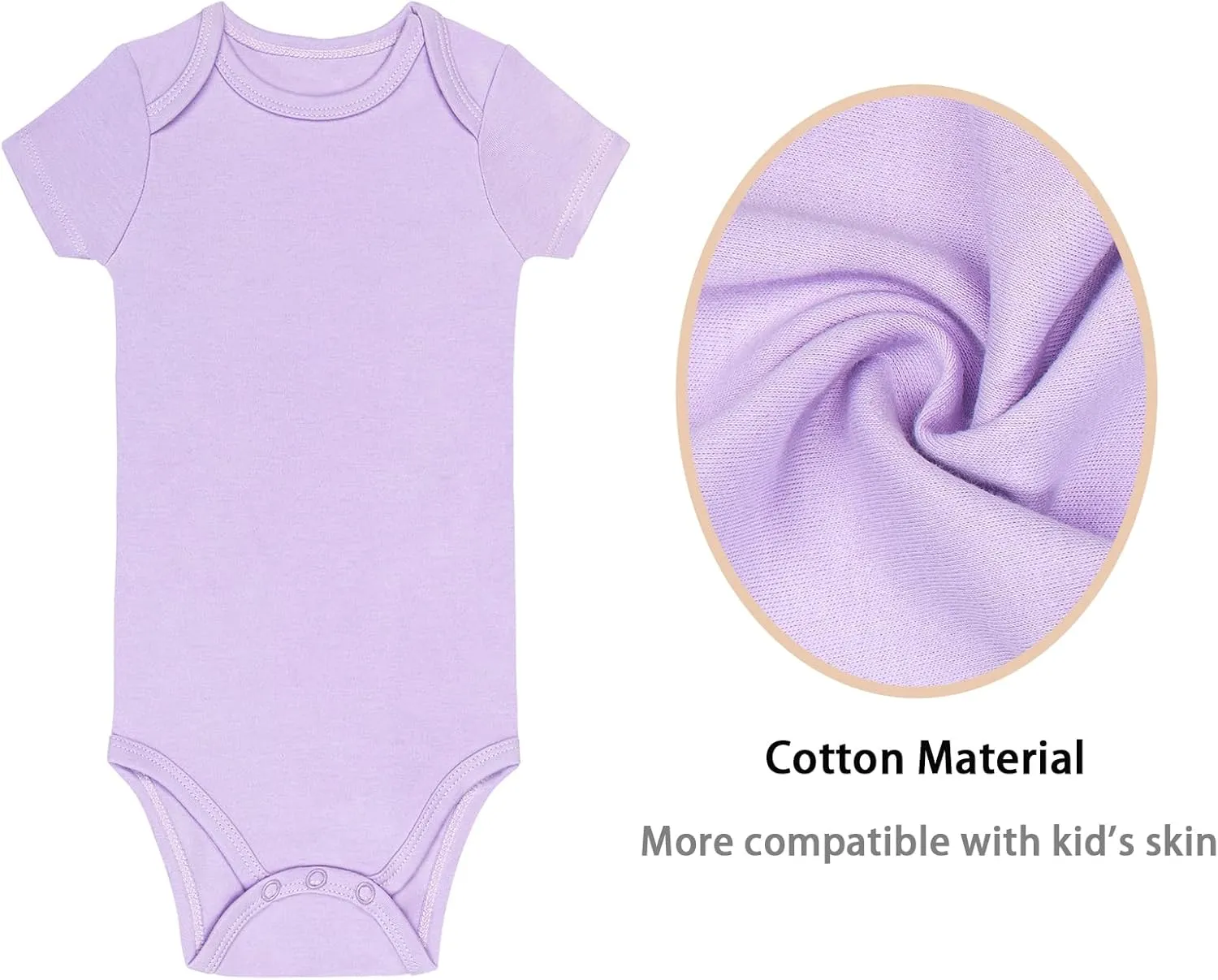 GUISBY Short Sleeve Baby Bodysuit Cotton Pajamas for Infant Boys Girls 3-Packs