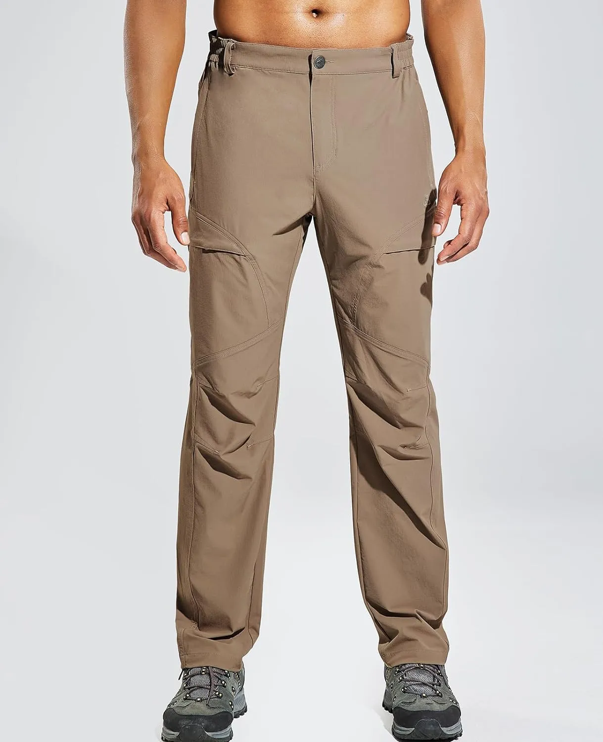 Haimont Men's Hiking Pants with 6 Zip Pockets Nylon Quick Dry Lightweight Outdoor Travel Cargo Pants, Water Resistant