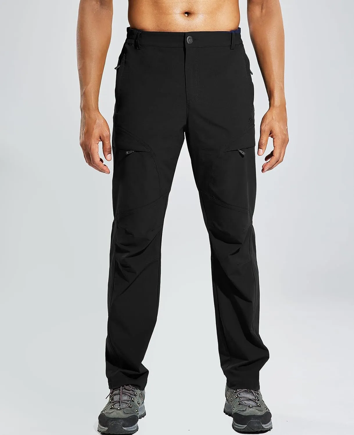Haimont Men's Hiking Pants with 6 Zip Pockets Nylon Quick Dry Lightweight Outdoor Travel Cargo Pants, Water Resistant