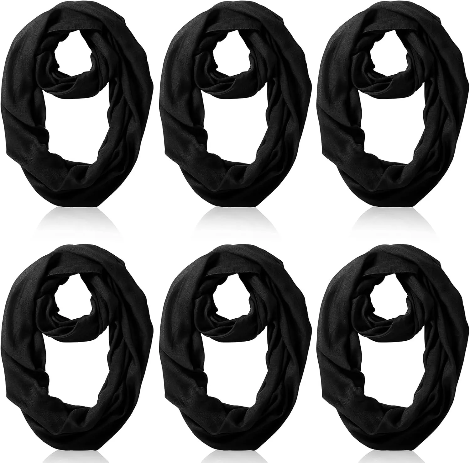 Handepo 6 Pcs Women Infinity Scarf Solid Color Lightweight Loop Scarf Winter Soft Neck Warmer for Women Men