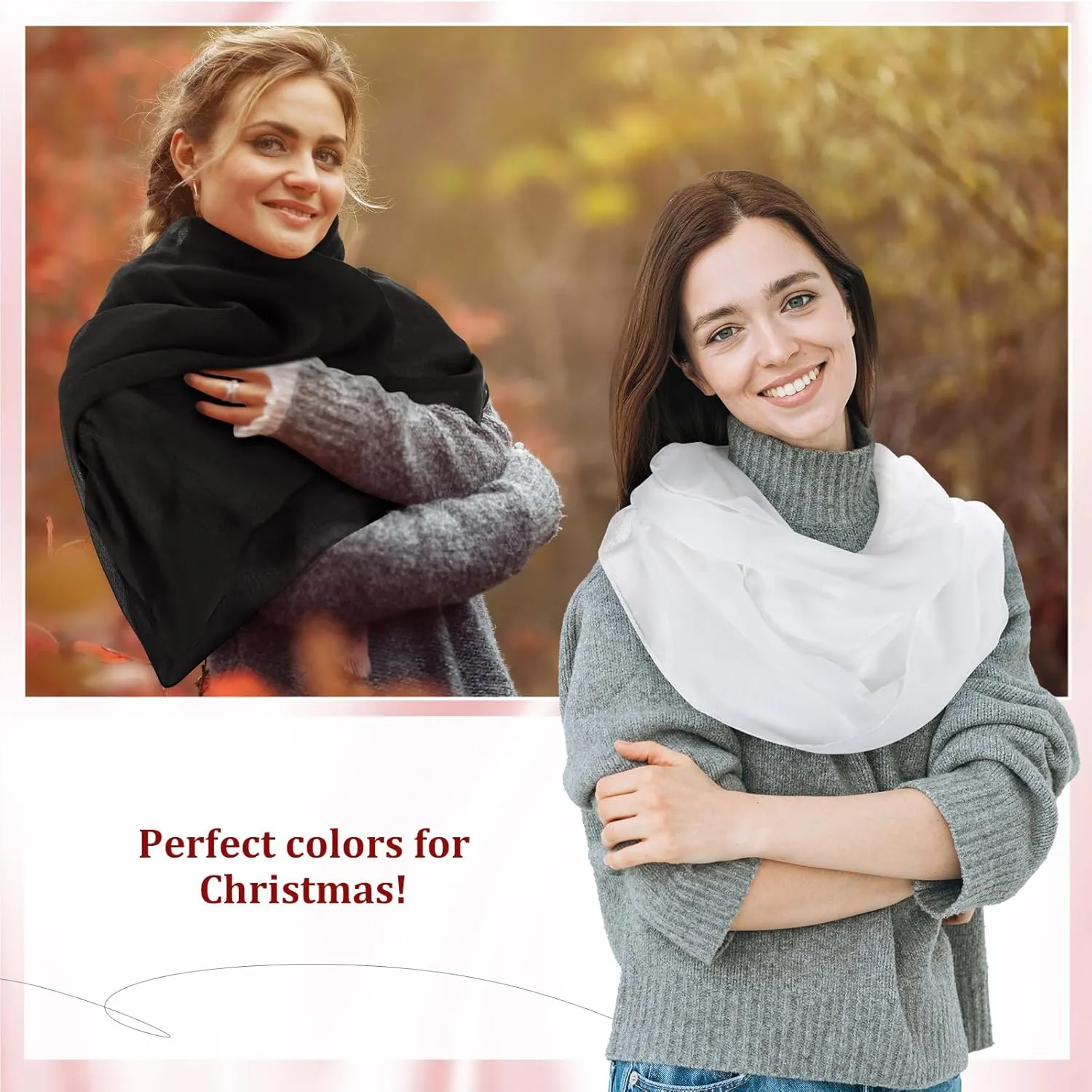 Handepo 6 Pcs Women Infinity Scarf Solid Color Lightweight Loop Scarf Winter Soft Neck Warmer for Women Men