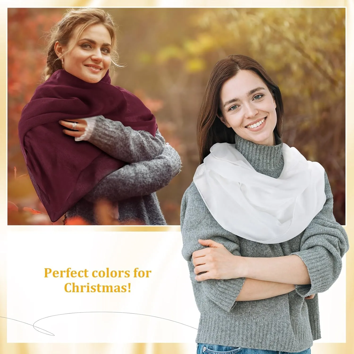 Handepo 6 Pcs Women Infinity Scarf Solid Color Lightweight Loop Scarf Winter Soft Neck Warmer for Women Men