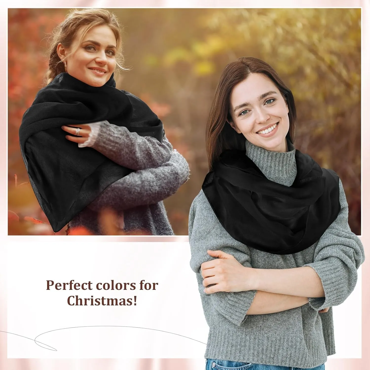 Handepo 6 Pcs Women Infinity Scarf Solid Color Lightweight Loop Scarf Winter Soft Neck Warmer for Women Men