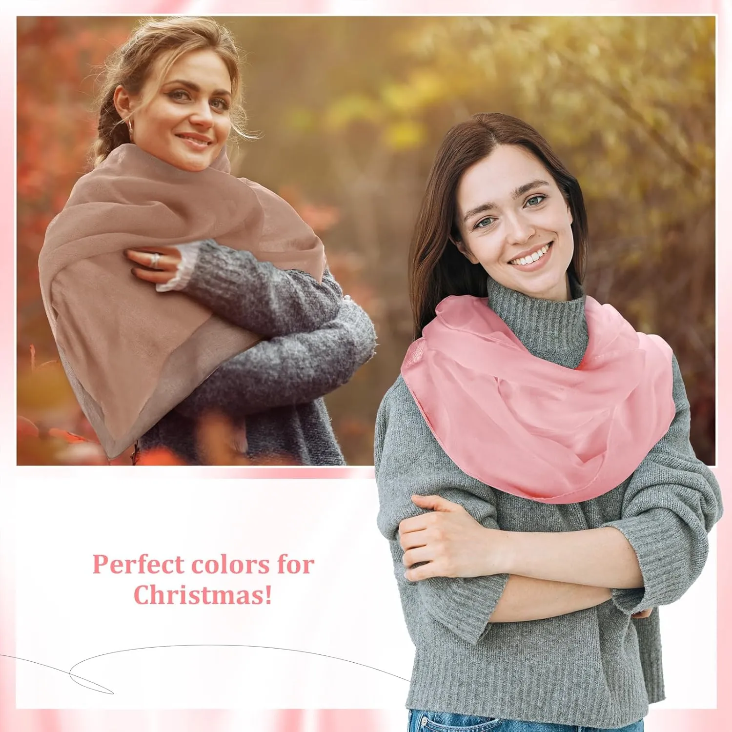 Handepo 6 Pcs Women Infinity Scarf Solid Color Lightweight Loop Scarf Winter Soft Neck Warmer for Women Men