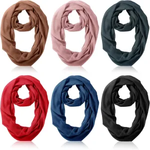 Handepo 6 Pcs Women Infinity Scarf Solid Color Lightweight Loop Scarf Winter Soft Neck Warmer for Women Men