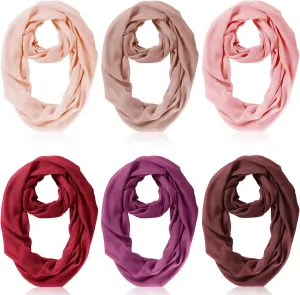 Handepo 6 Pcs Women Infinity Scarf Solid Color Lightweight Loop Scarf Winter Soft Neck Warmer for Women Men