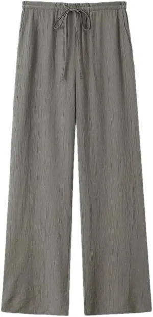 Hdhdeueh Tied Elastic Waist Pants for Women Trousers Straight Leg Comfy Trousers with Pockets