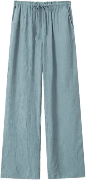Hdhdeueh Tied Elastic Waist Pants for Women Trousers Straight Leg Comfy Trousers with Pockets