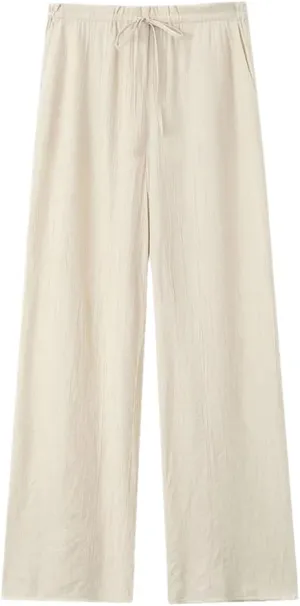 Hdhdeueh Tied Elastic Waist Pants for Women Trousers Straight Leg Comfy Trousers with Pockets