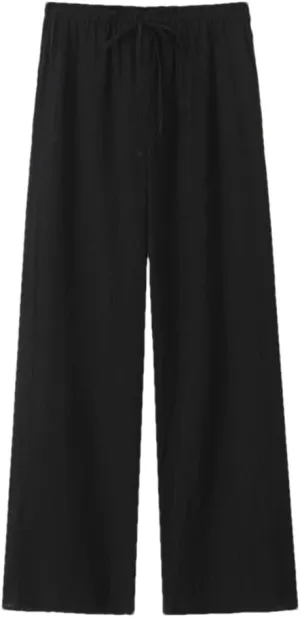 Hdhdeueh Tied Elastic Waist Pants for Women Trousers Straight Leg Comfy Trousers with Pockets
