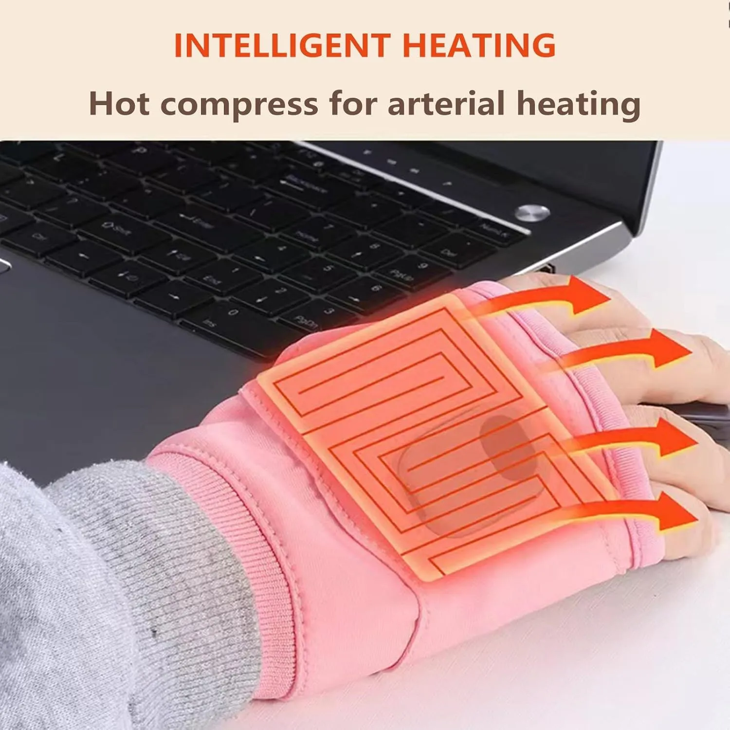 Heated Fingerless Gloves for Men Women, Heated Gloves for Women Rechargeable, Hand Warmers Thermal Gloves with 3 Heat Settings, Sutible for Work Cycling Skiing Outdoor