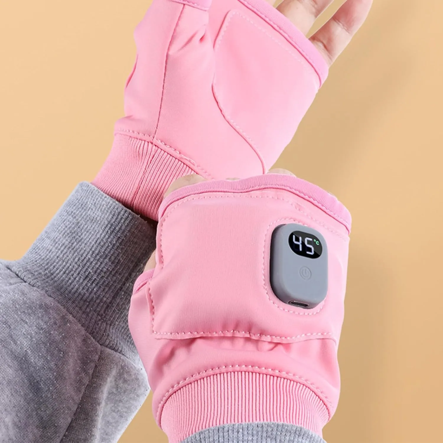 Heated Fingerless Gloves for Men Women, Heated Gloves for Women Rechargeable, Hand Warmers Thermal Gloves with 3 Heat Settings, Sutible for Work Cycling Skiing Outdoor