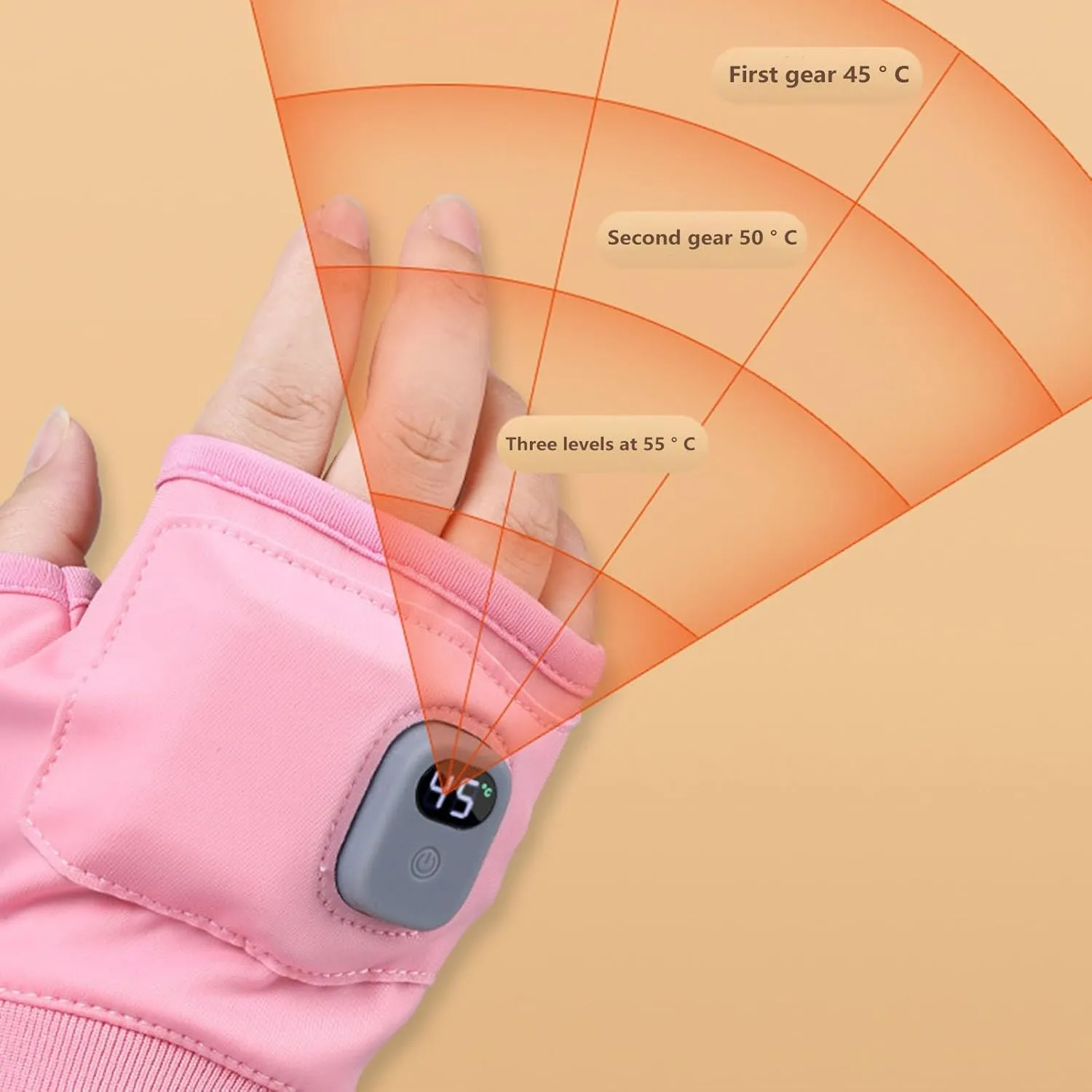 Heated Fingerless Gloves for Men Women, Heated Gloves for Women Rechargeable, Hand Warmers Thermal Gloves with 3 Heat Settings, Sutible for Work Cycling Skiing Outdoor
