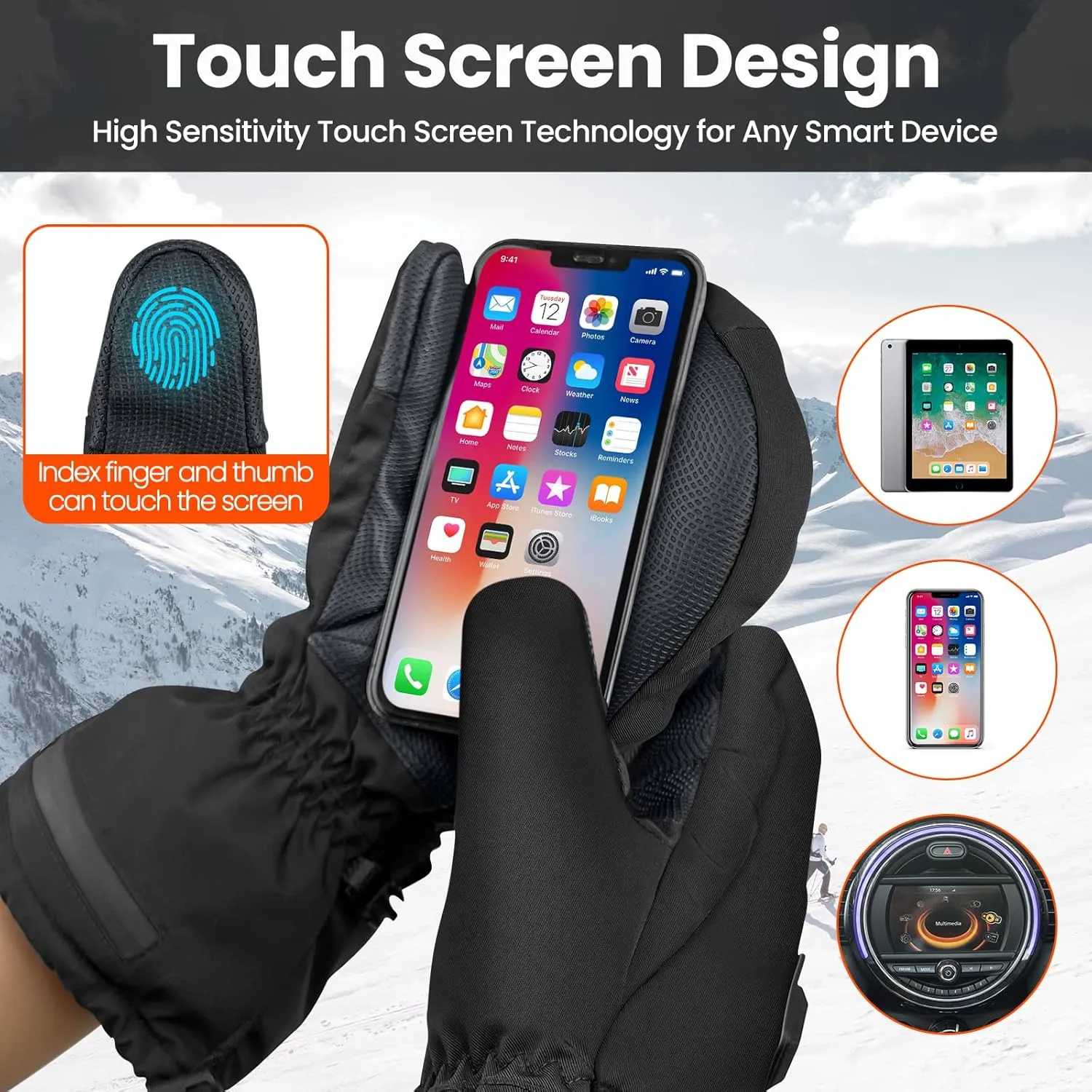 Heated Gloves for Men Women, 2024 Latest Rechargeable 7.6V 3000mAh Electric Battery Heated Gloves, Warm Touchscreen Gloves for Skiing Hiking Snowboarding Motorcycle