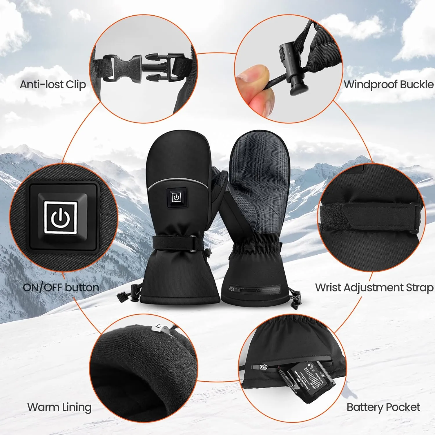 Heated Gloves for Men Women, 2024 Latest Rechargeable 7.6V 3000mAh Electric Battery Heated Gloves, Warm Touchscreen Gloves for Skiing Hiking Snowboarding Motorcycle