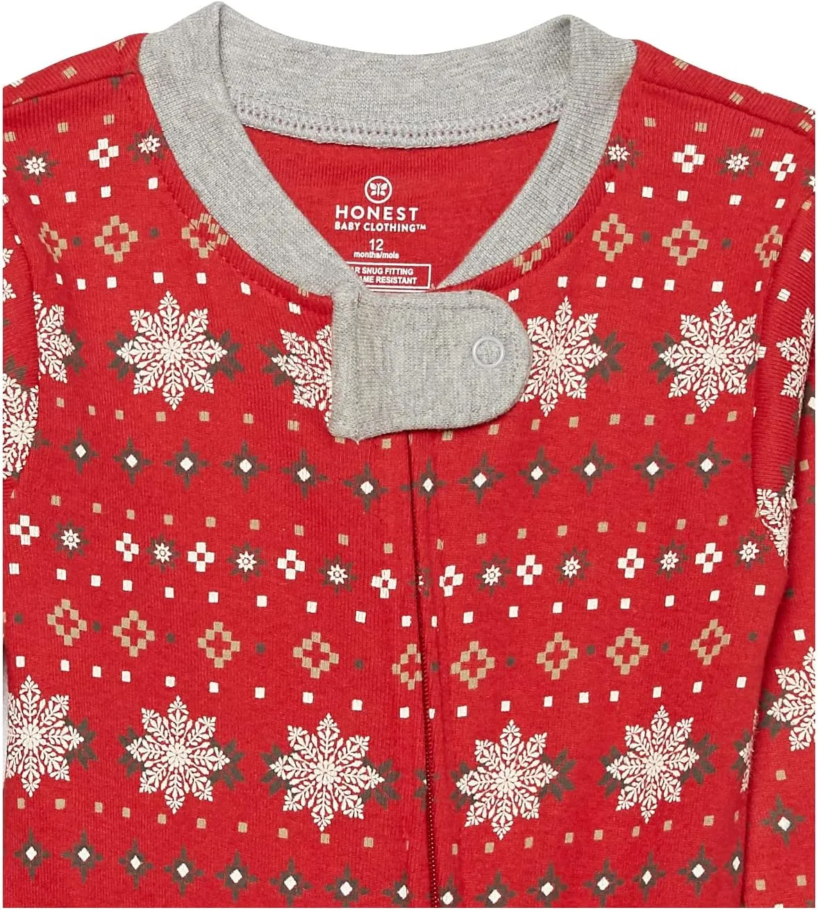 HonestBaby Baby Celebration Non-Slip Footed Pajamas One-Piece Sleeper Zip-Front Pjs 100% Organic Cotton
