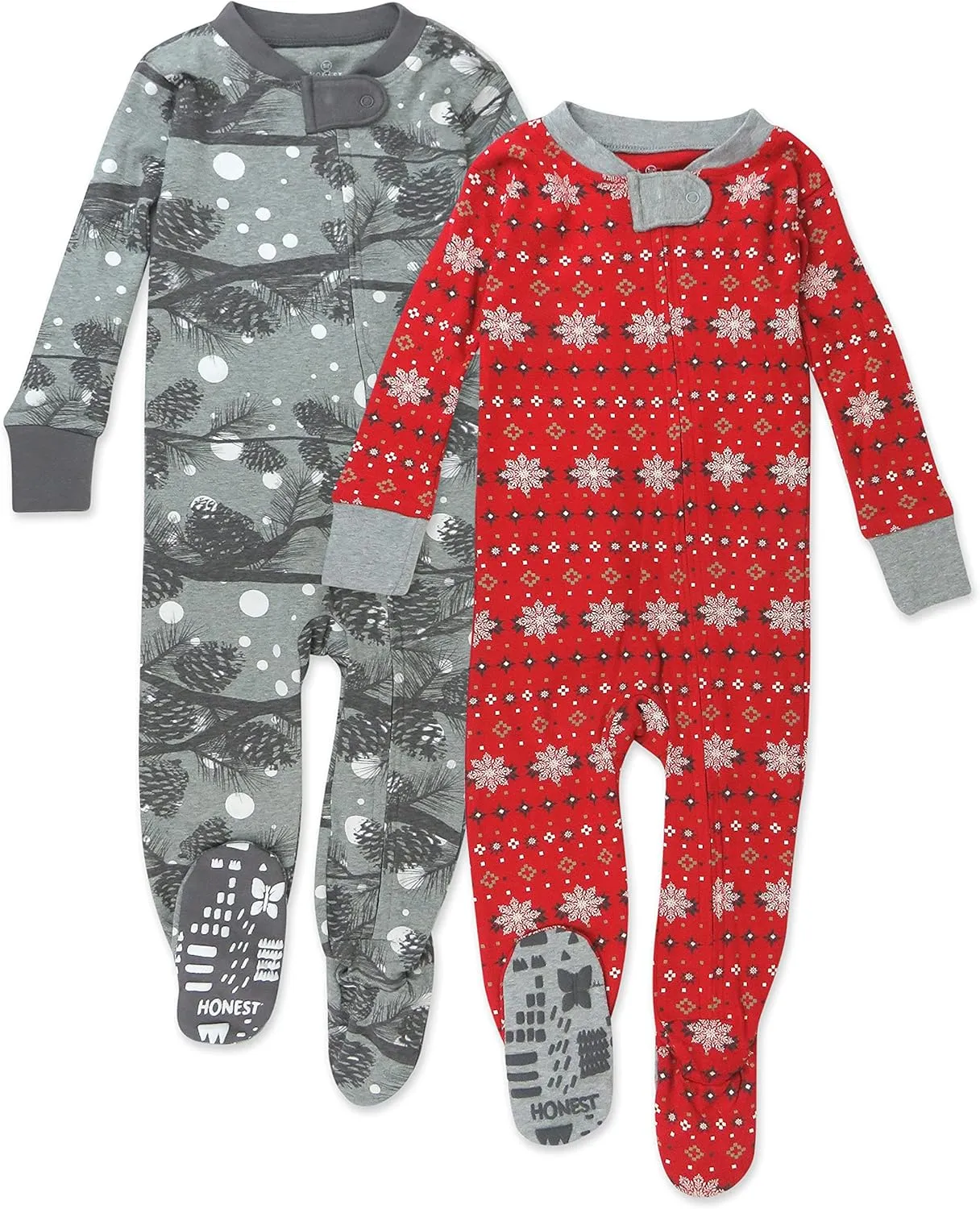 HonestBaby Baby Celebration Non-Slip Footed Pajamas One-Piece Sleeper Zip-Front Pjs 100% Organic Cotton
