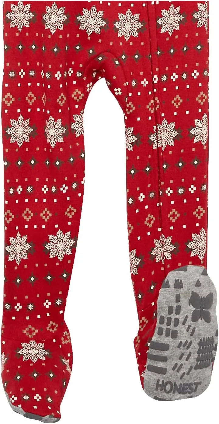 HonestBaby Baby Celebration Non-Slip Footed Pajamas One-Piece Sleeper Zip-Front Pjs 100% Organic Cotton