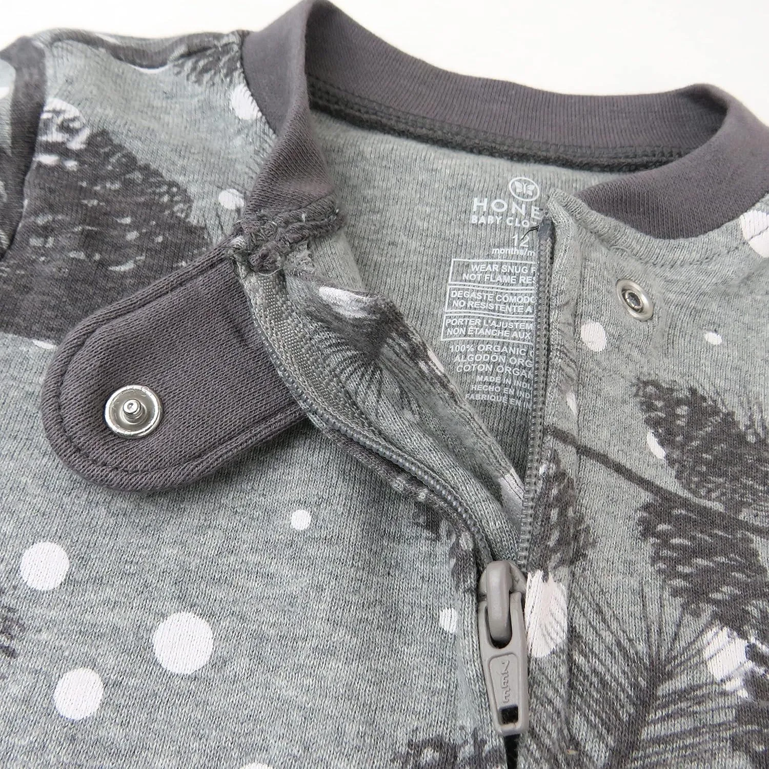 HonestBaby Baby Celebration Non-Slip Footed Pajamas One-Piece Sleeper Zip-Front Pjs 100% Organic Cotton