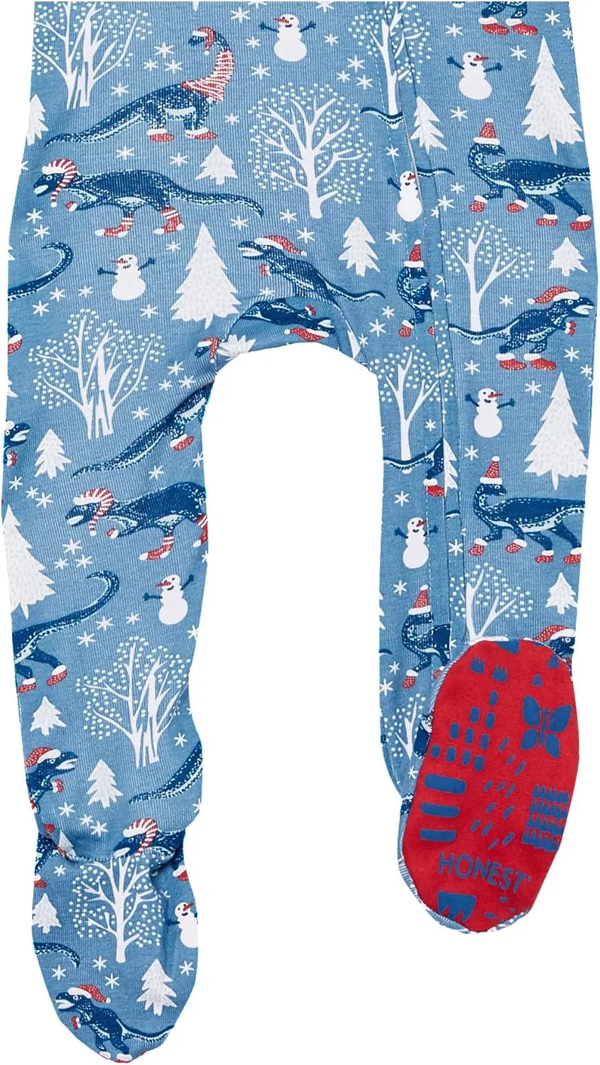 HonestBaby Baby Celebration Non-Slip Footed Pajamas One-Piece Sleeper Zip-Front Pjs 100% Organic Cotton