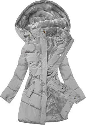 Hoodies for Women Fleece Lined Button Down Puffer Jacket Long Lightweight Winter Coats Loose Fit Casaul Versatile Parka